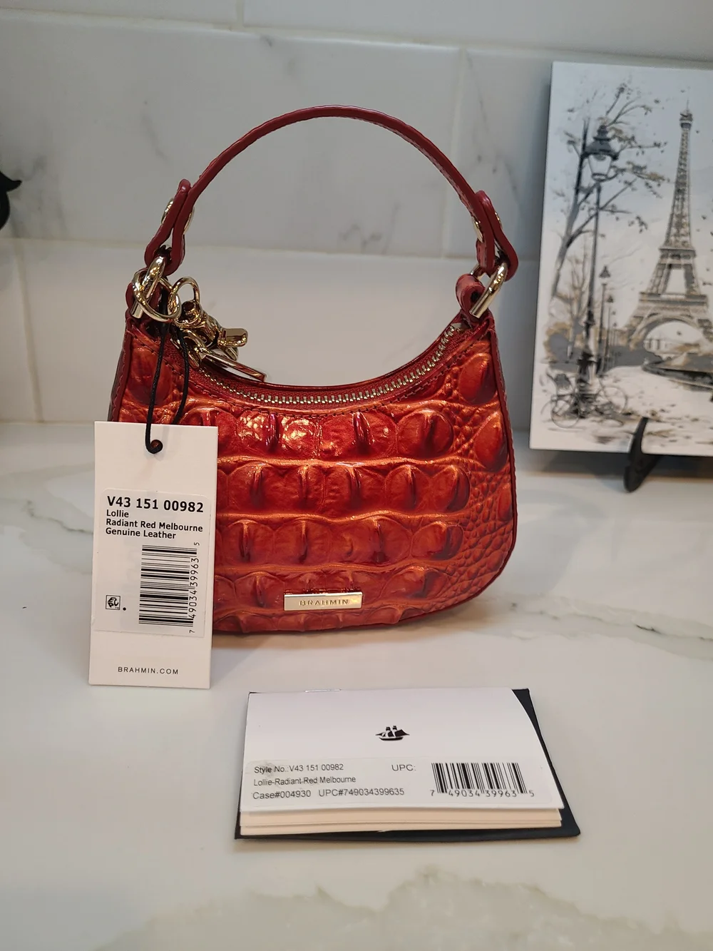 NWT Brahmin Radiant Red Melbourne Lollie Mini/Micro - Picture 1 of 15
